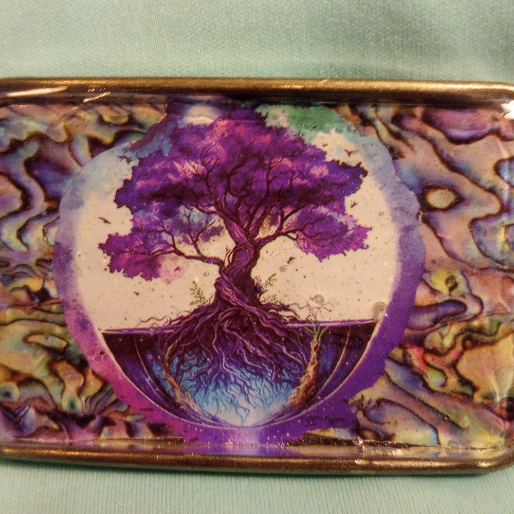 Purple Tree of Life Handmade Belt Buckle